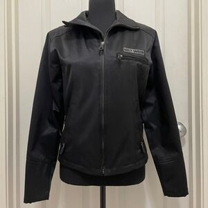 Harley Davidson Moto Riding Jacket Black Logo Patch Biker Lightweight Durable XS